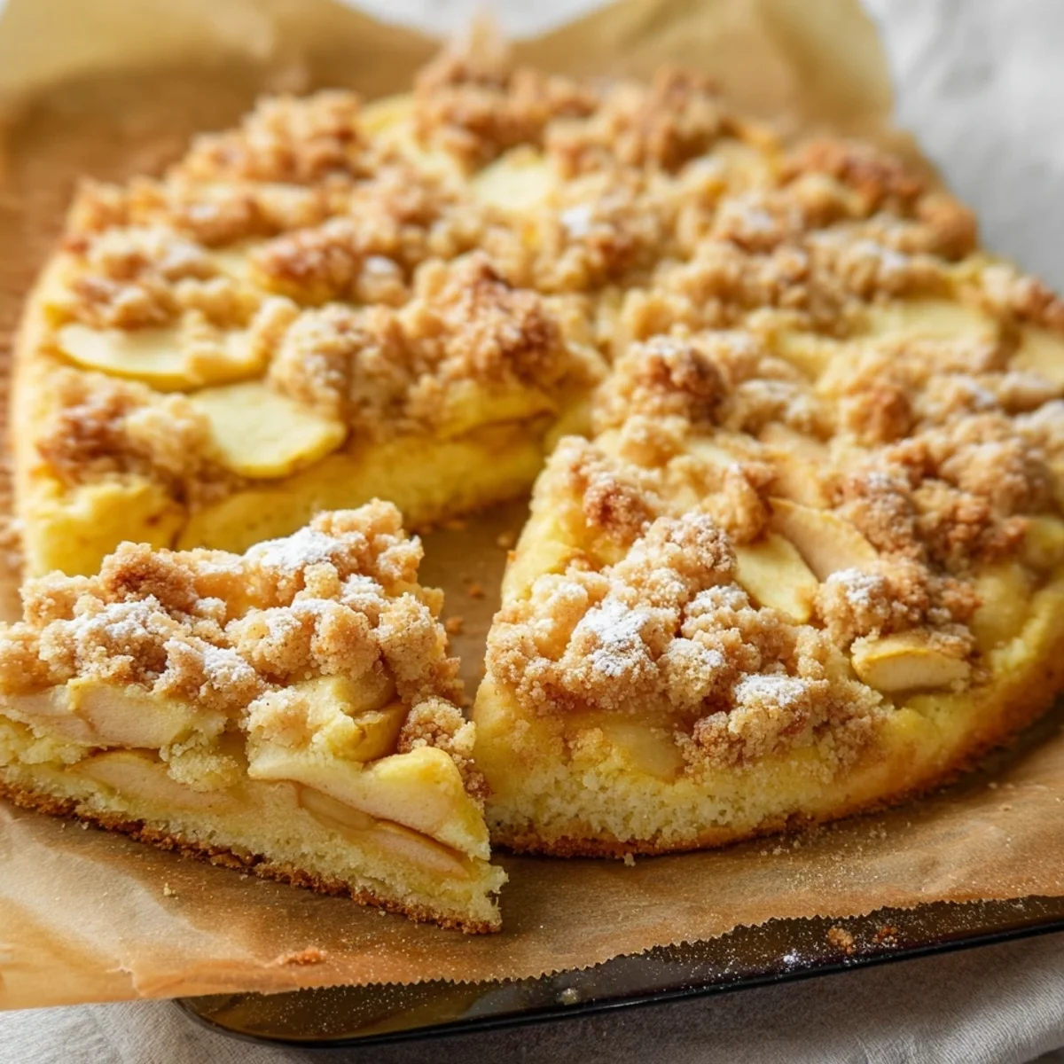 Apfelkuchen vom Blech mit Streuseln Einfach & Saftig