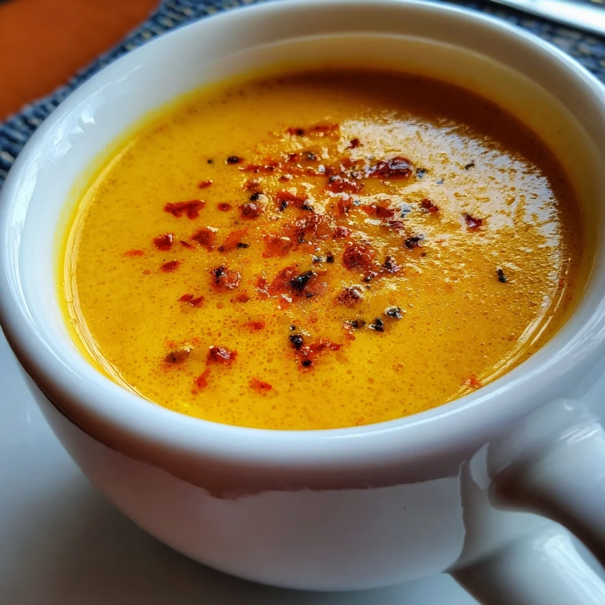 Cremige Kokos-Currysuppe mit buntem Gemüse