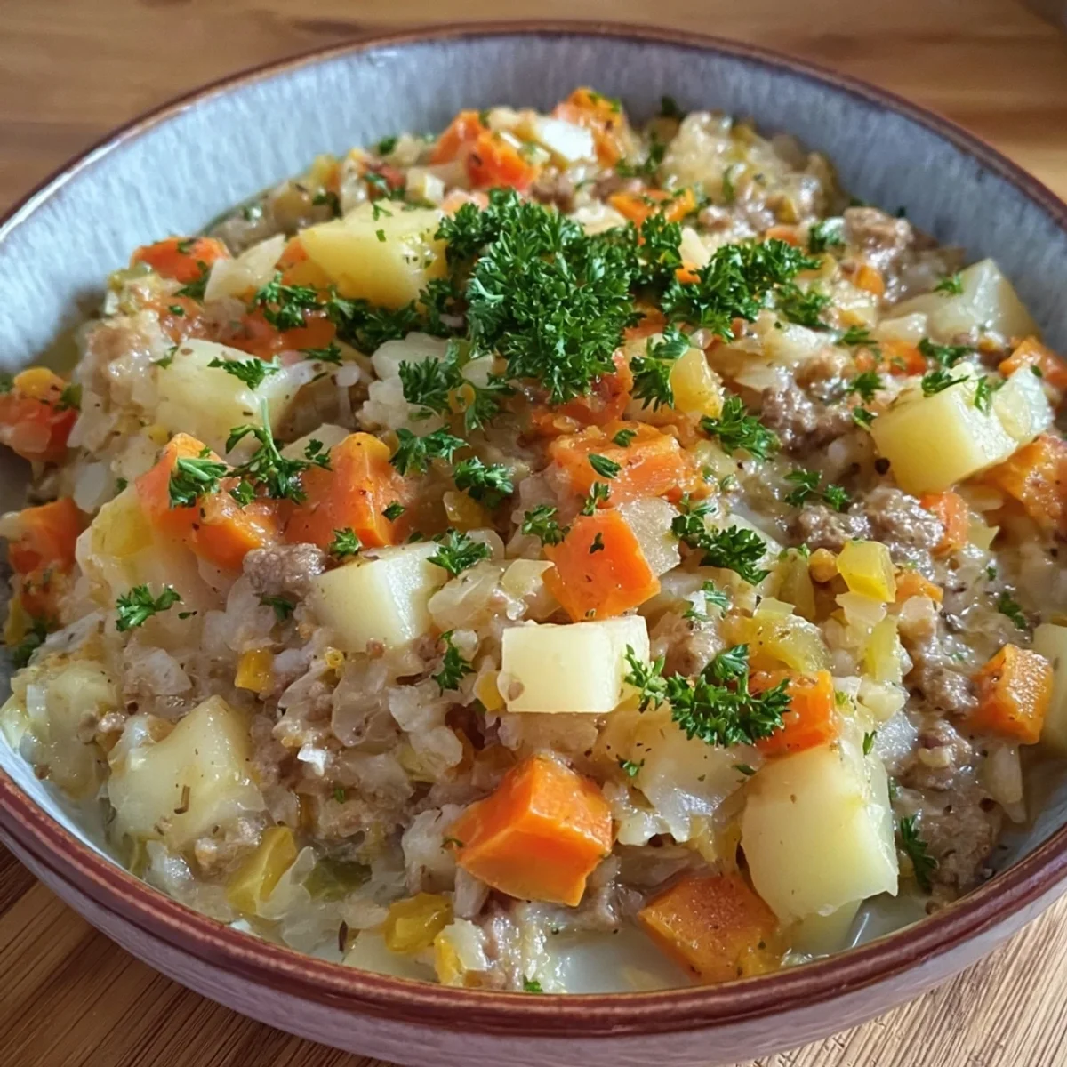 Cremiger Hack-Kartoffel-Kohlrabi-Eintopf