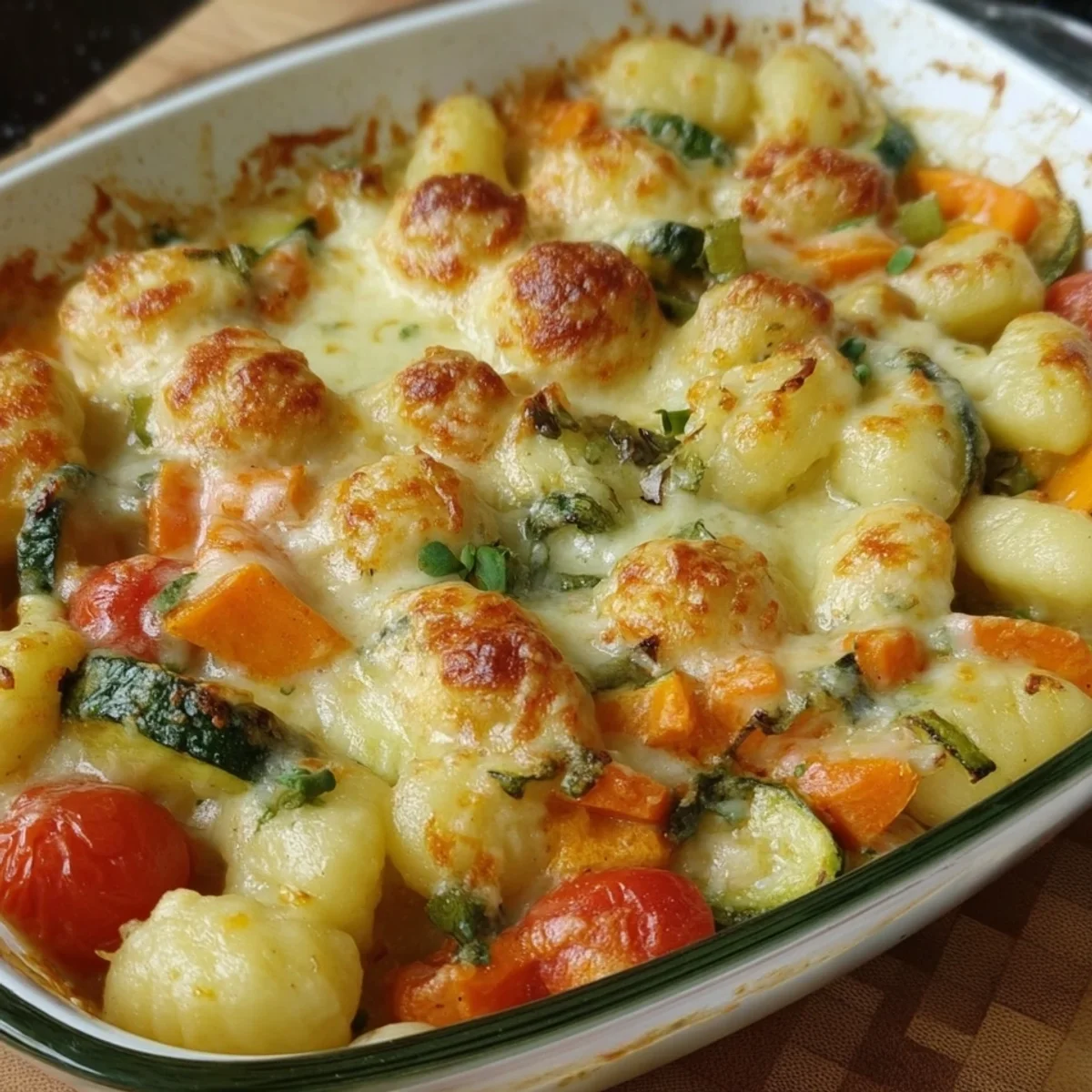 Gesunder Gnocchi-Auflauf mit viel Gemüse für die Familie