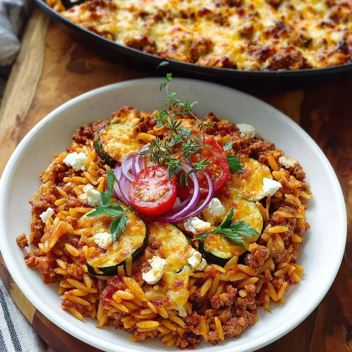 Griechischer Kritharaki-Auflauf mit Hackfleisch & Feta