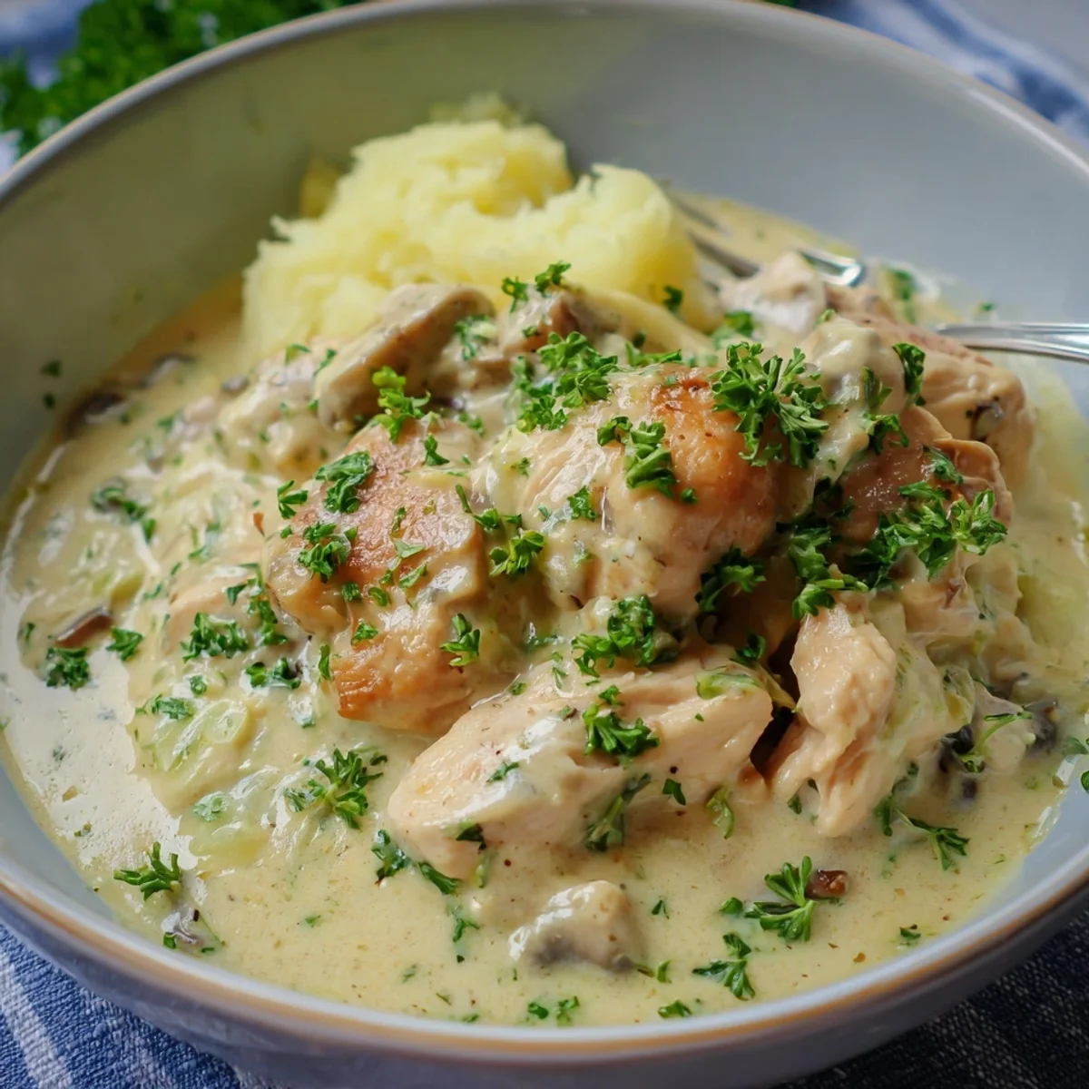 Hähnchengeschnetzeltes in cremiger Frischkäsesauce