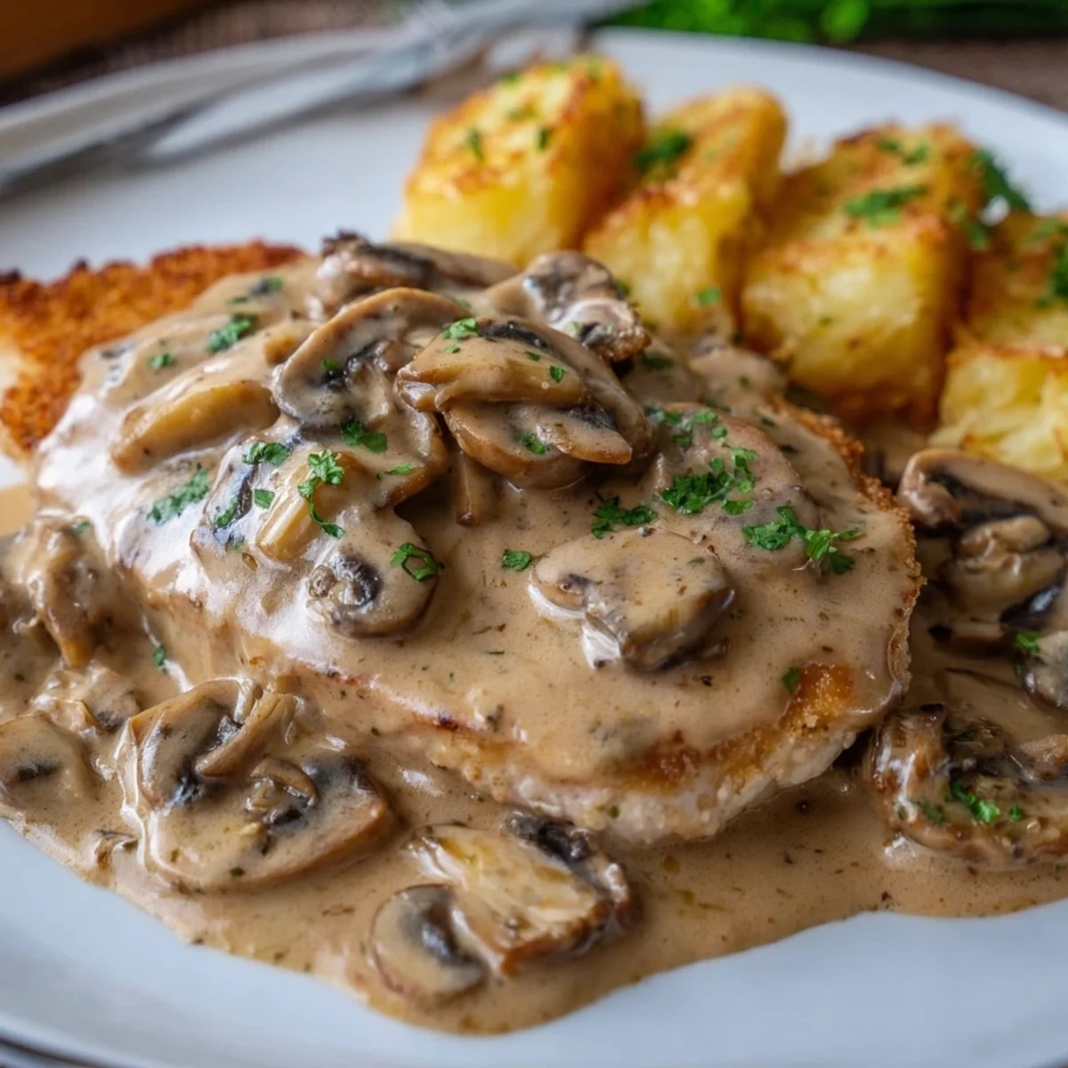 Klassisches Jägerschnitzel mit cremiger Pilzsoße