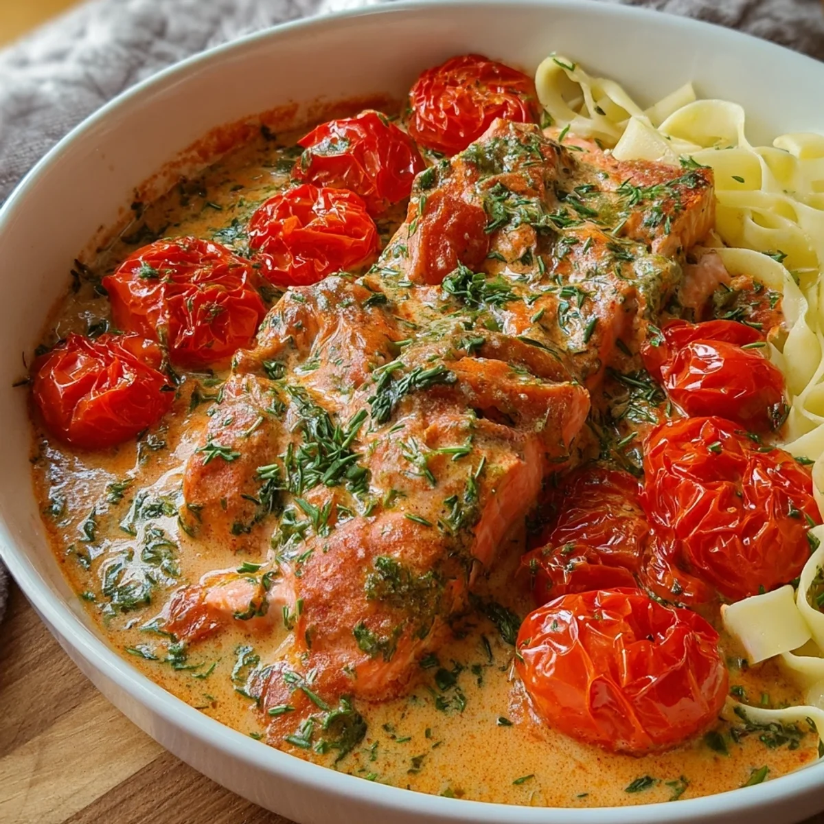 Ofenlachs mit Tomaten-Sahnesoße: Schnell & Lecker