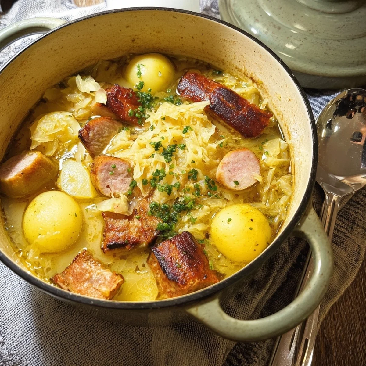 Omas Sauerkraut Eintopf mit Kartoffeln Herzhaft