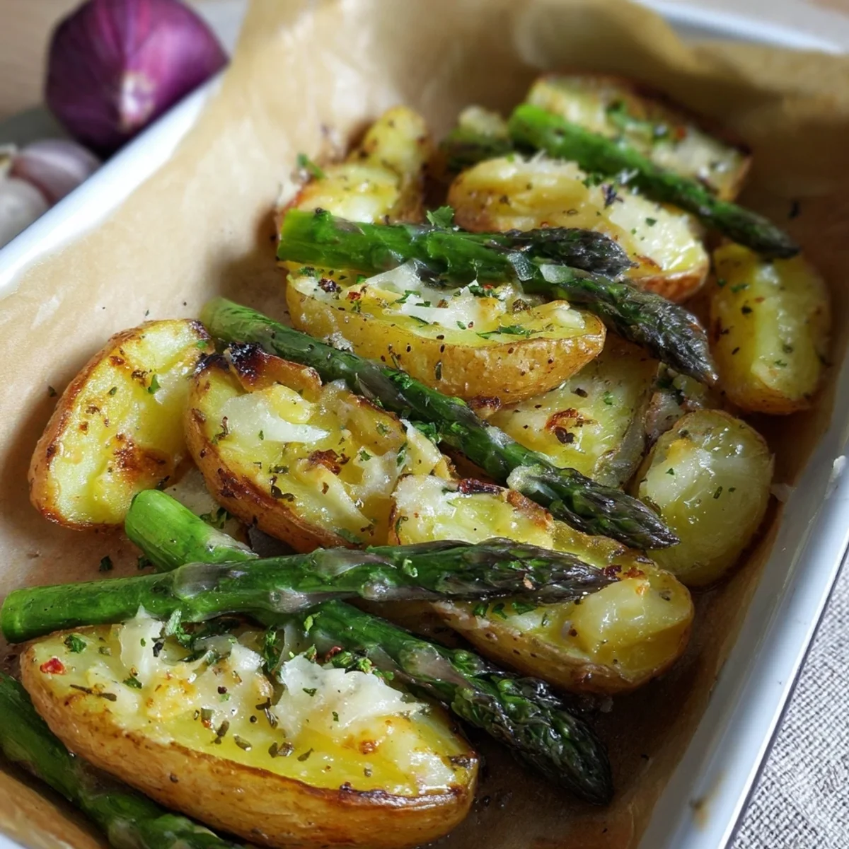 Parmesan-Kartoffeln & Spargel aus dem Ofen
