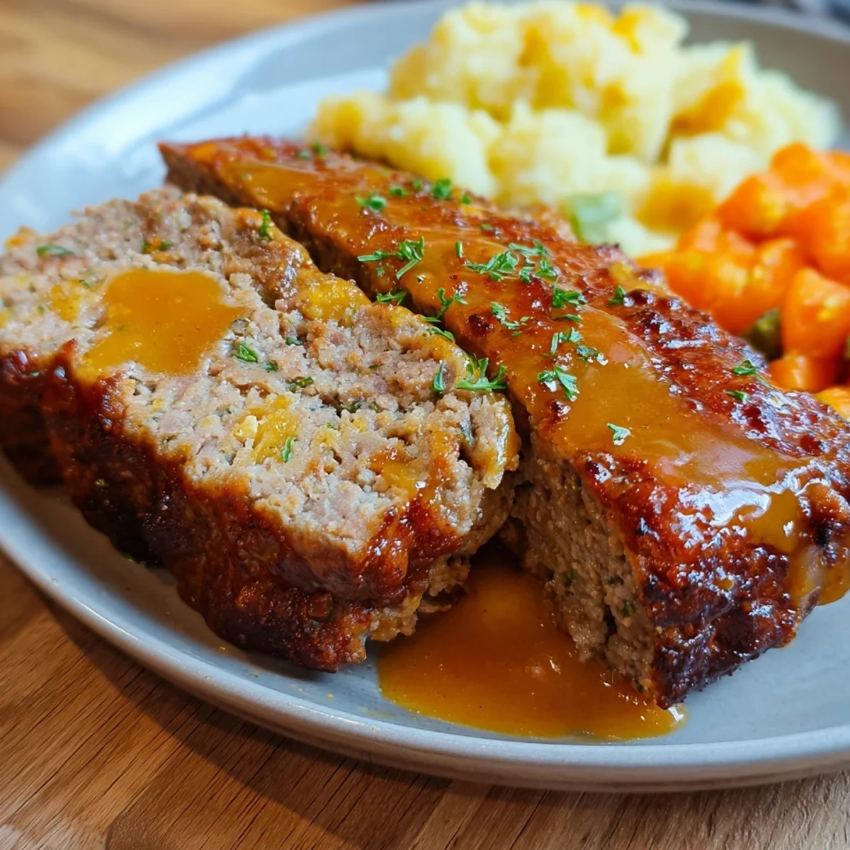 Saftiger Hackbraten aus dem Ofen mit Senfkruste