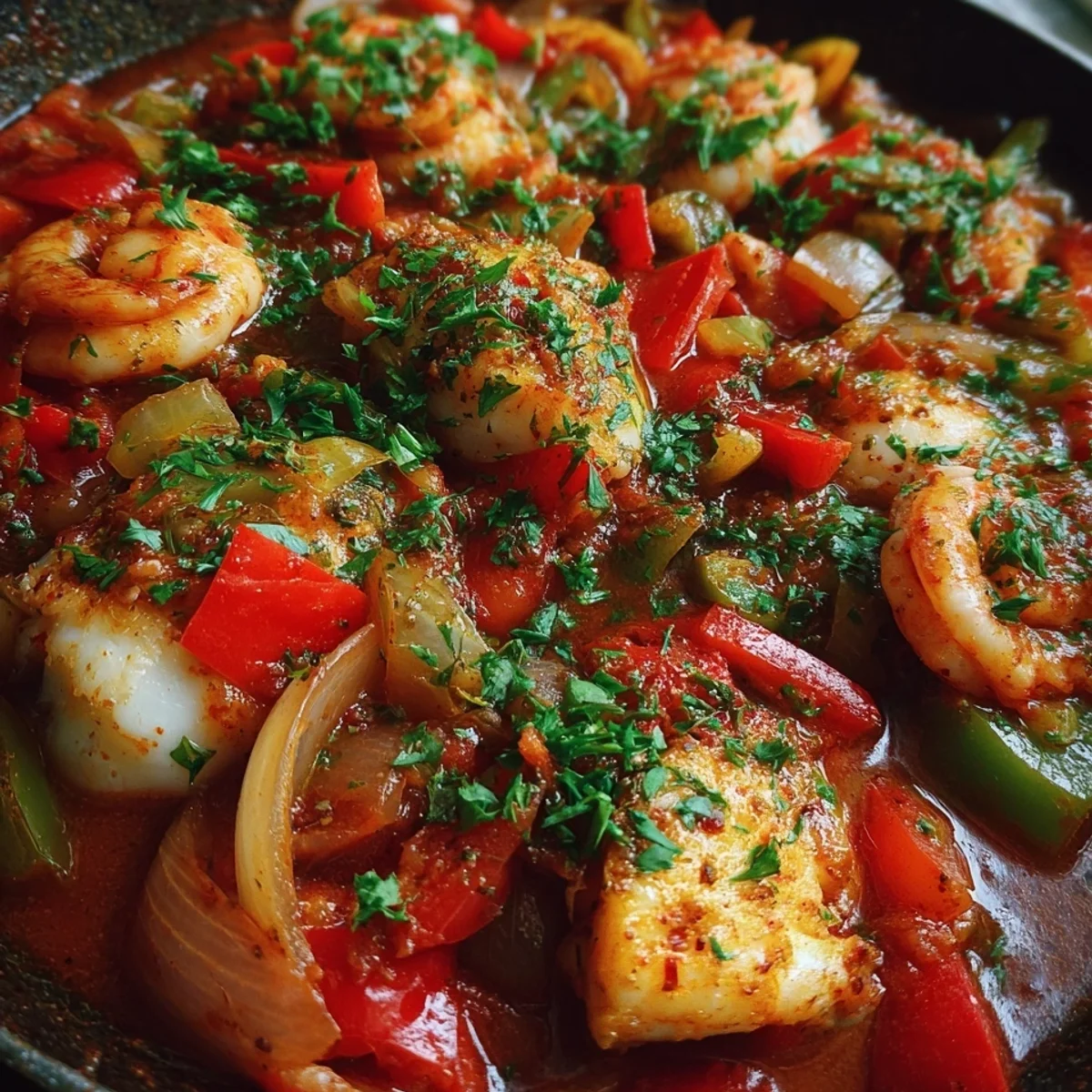 Schnelles Fisch-Garnelen-Chili Rezept