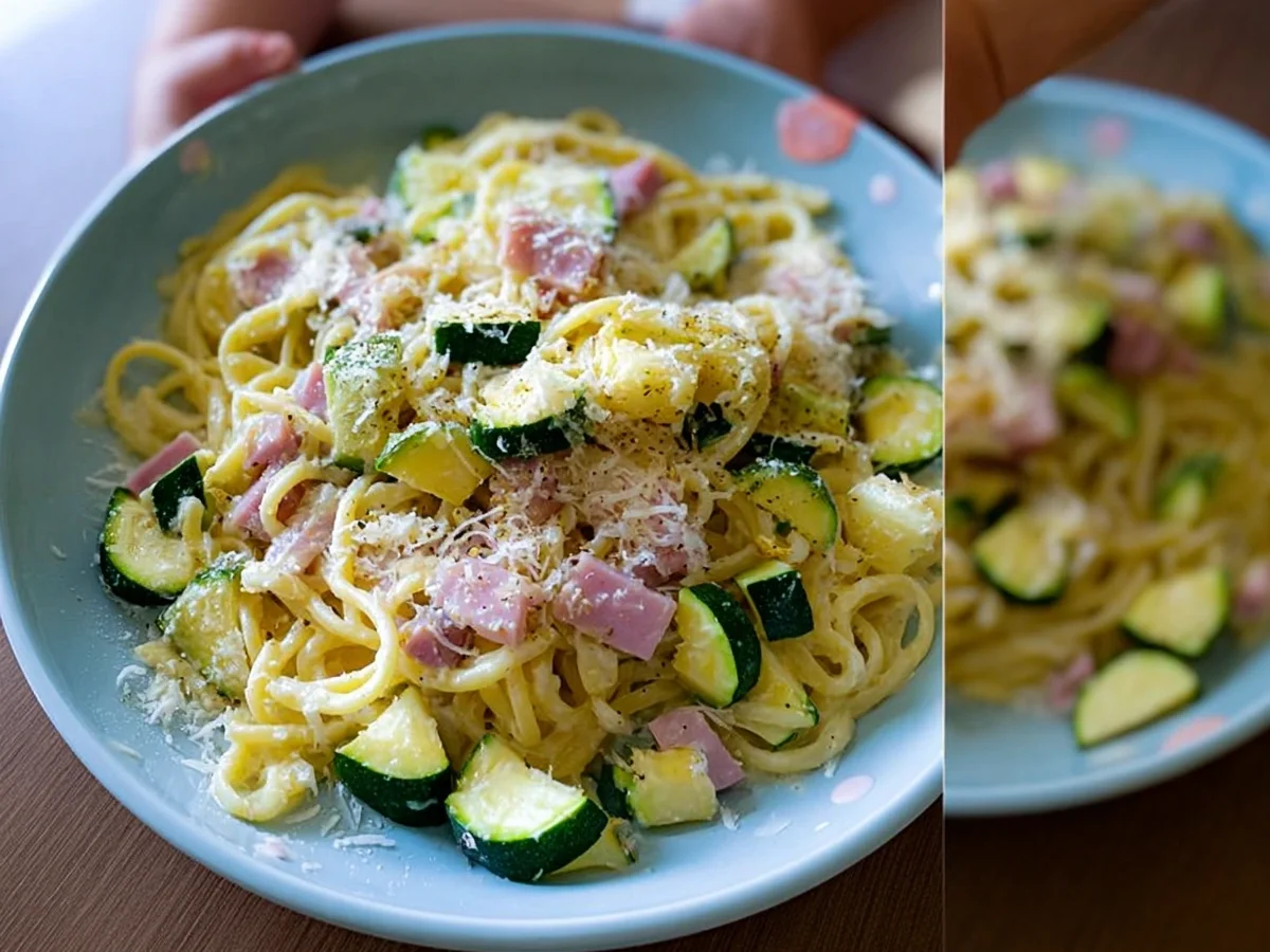 Baby Carbonara mit Zucchini & Putenschinken - Bild 1