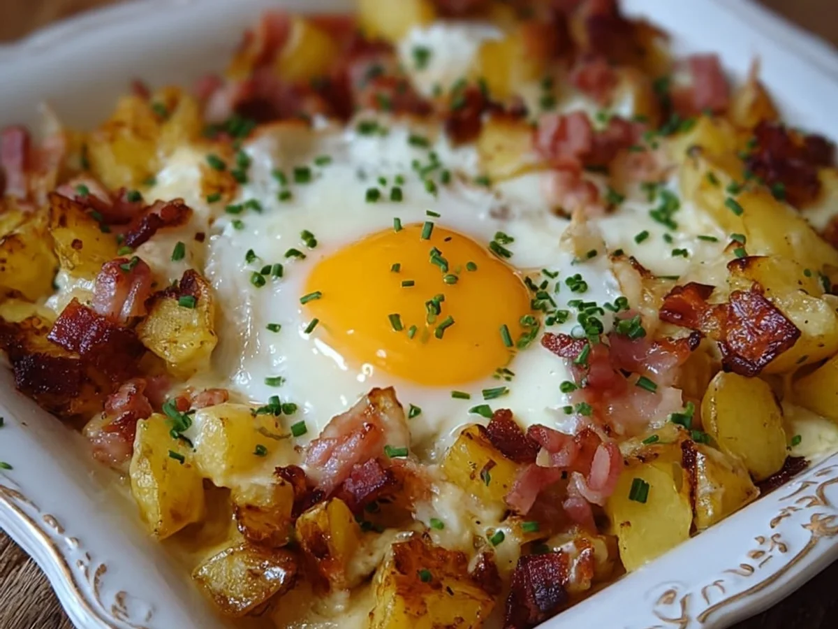 Bratkartoffel Leberkäse Auflauf mit Spiegelei - Bild 2