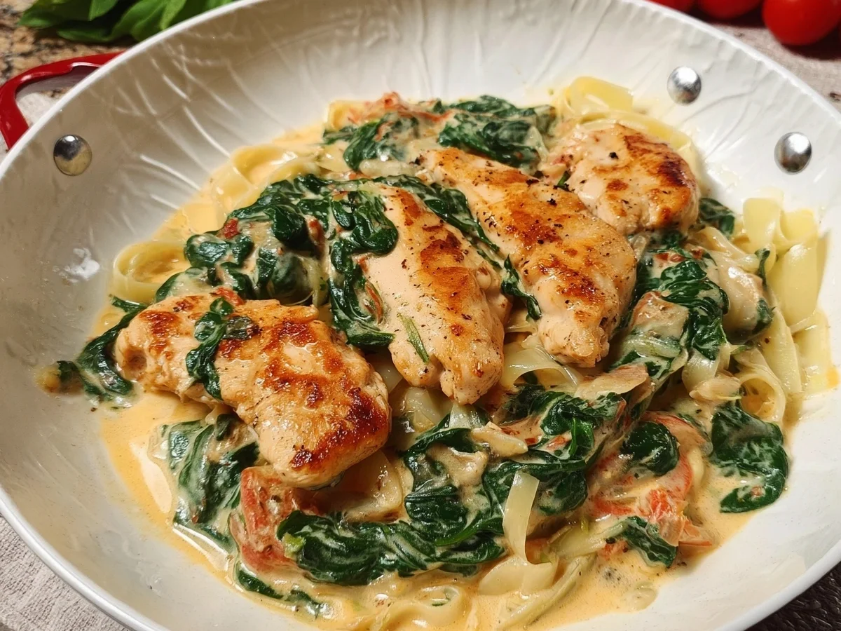 Cremige Hähnchenpfanne mit Spinat und Parmesan - Bild 2
