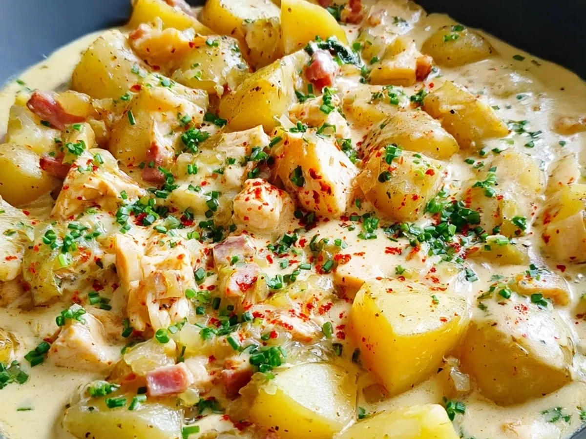 Cremige Kartoffelpfanne mit Putenschinken & Sahnesoße - Bild 1