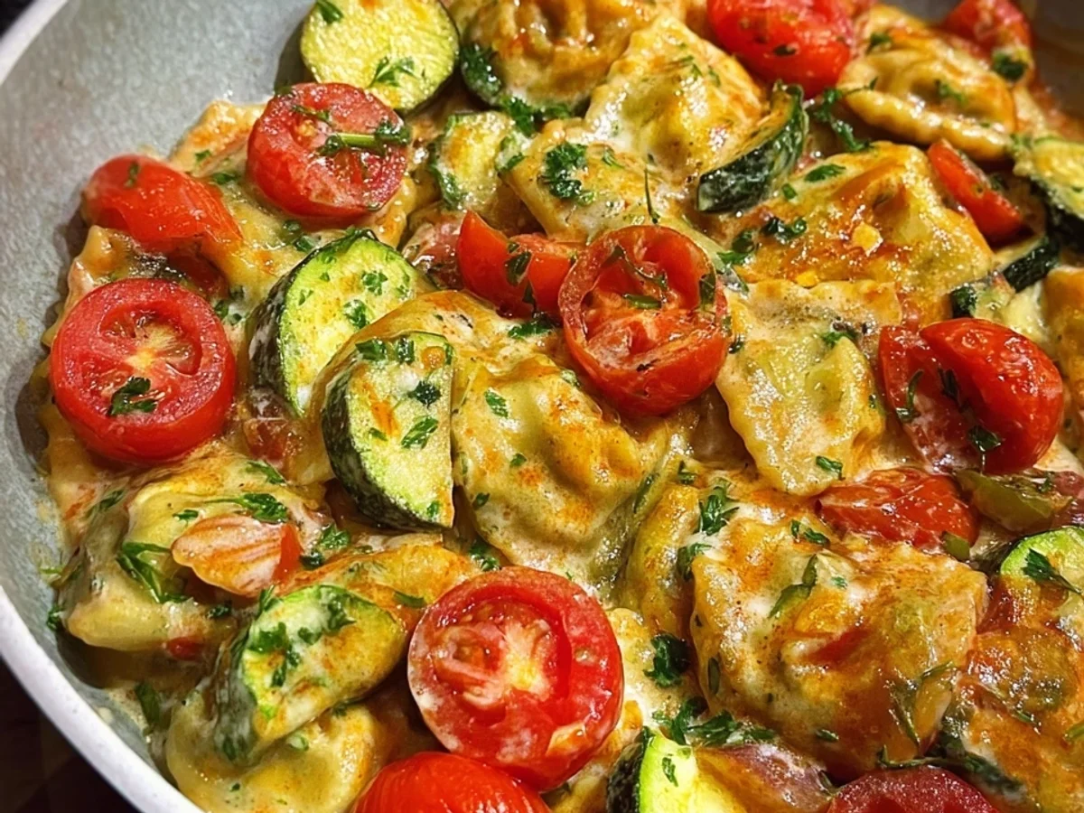 Cremige Maultaschenpfanne mit Zucchini & Tomaten - Bild 2