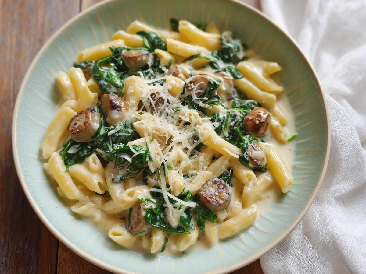 Cremige Pasta mit Spinat-Sahnesoße: Schnell & Lecker - Bild 1