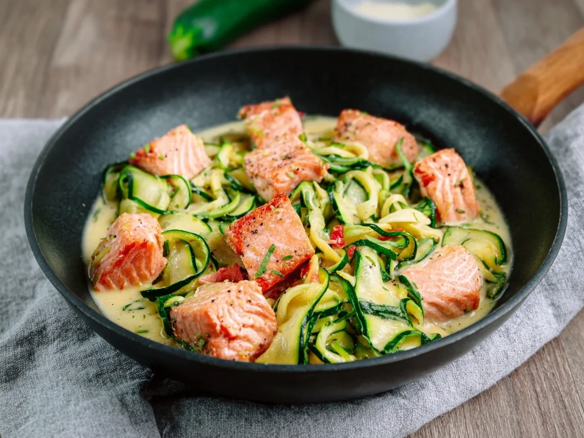Cremige Zucchini-Lachs-Pfanne: Low Carb & Keto - Bild 1