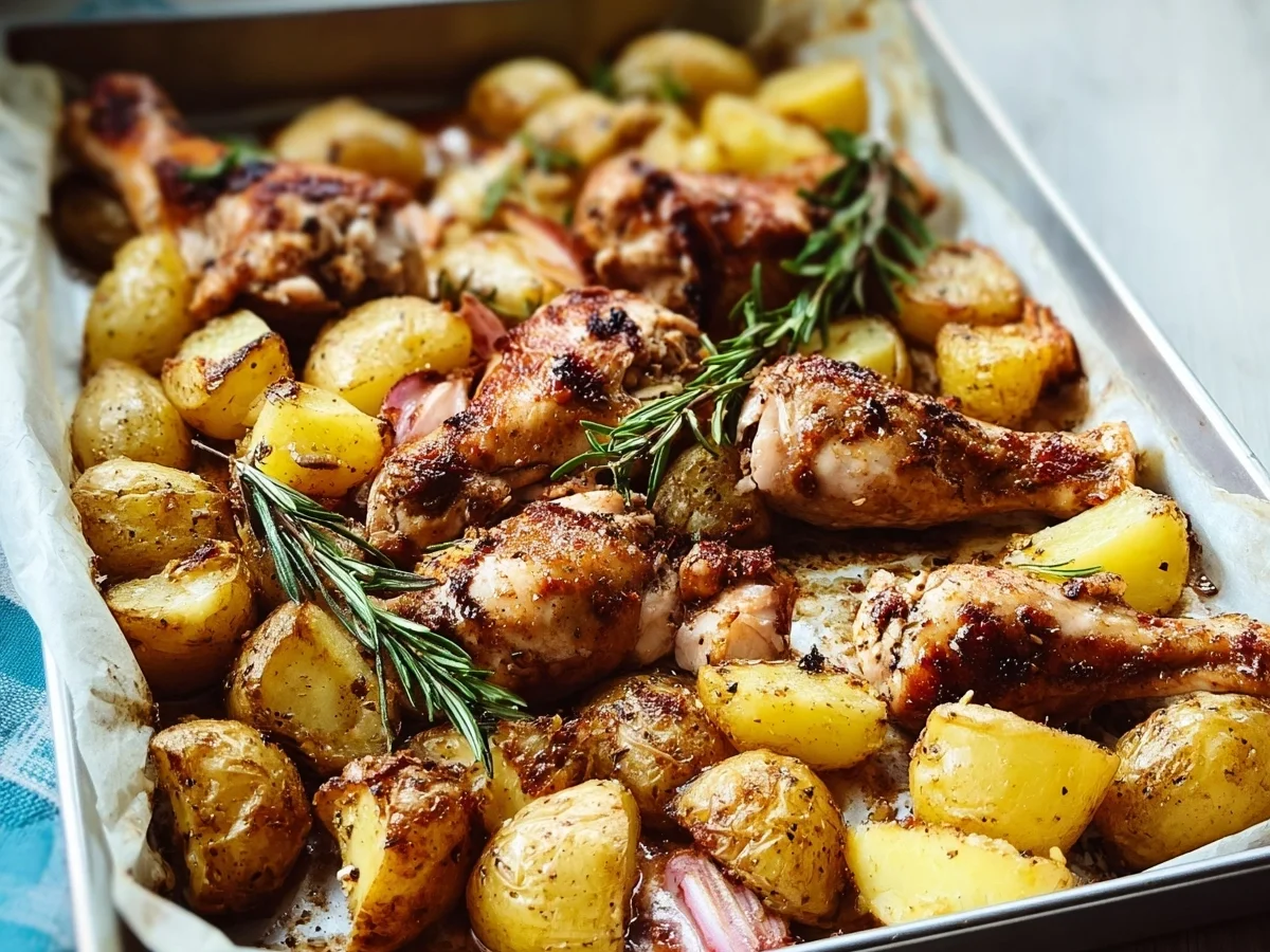 Einfaches Hähnchen-Rosmarinkartoffel-Blech Rezept - Bild 1
