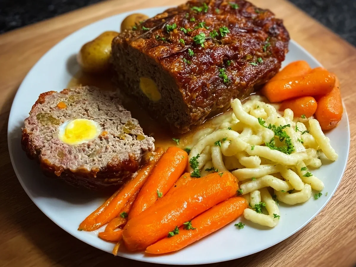 Falscher Hase mit glasierten Möhren & Spätzle - Bild 1