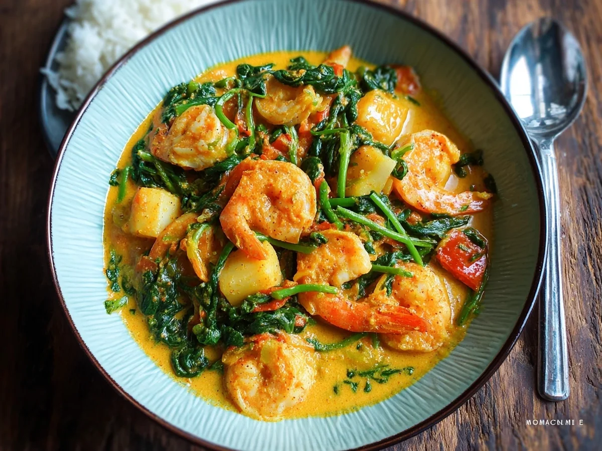 Garnelen-Curry mit Kokosmilch & Spinat: Asiatisches Hauptgericht - Bild 1