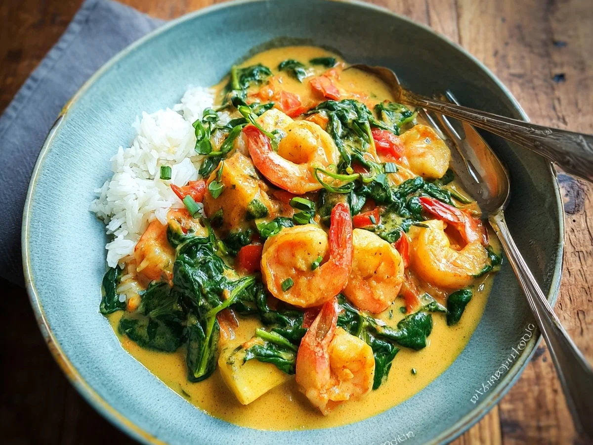 Garnelen-Curry mit Kokosmilch & Spinat: Asiatisches Hauptgericht - Bild 2