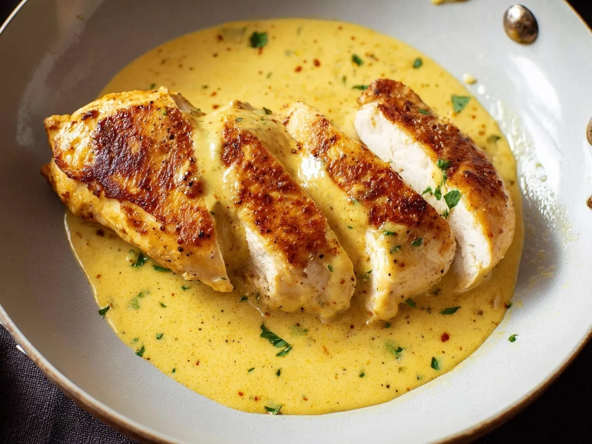 Gebratene Hähnchenbrust mit cremiger Senfsauce - Bild 2