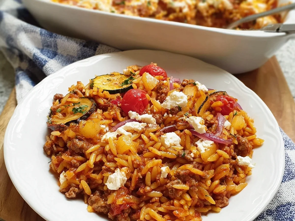 Griechischer Kritharaki-Auflauf mit Hackfleisch & Feta - Bild 1