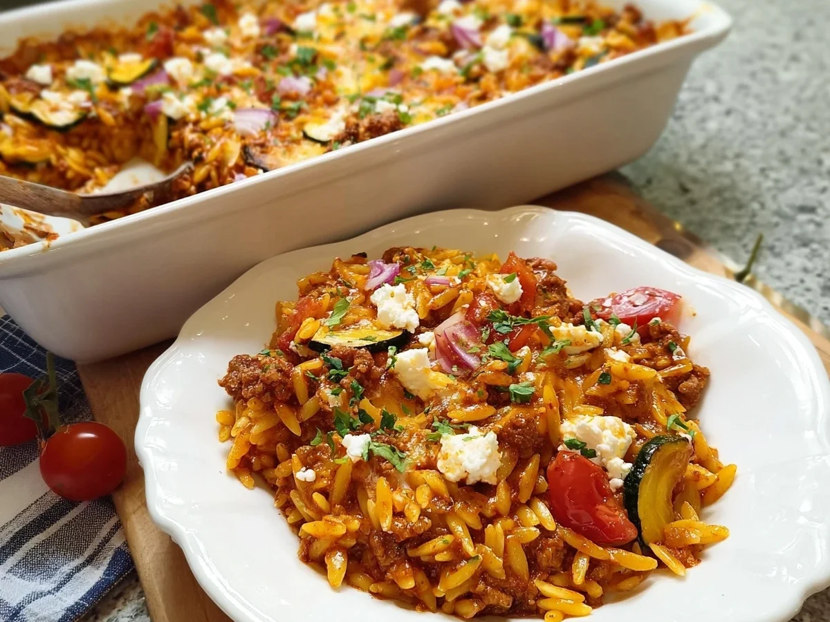 Griechischer Kritharaki-Auflauf mit Hackfleisch & Feta - Bild 2