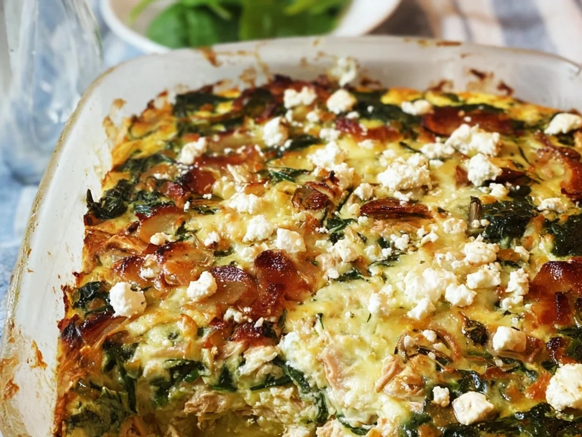 Herzhafter Low Carb Thunfisch-Auflauf mit Spinat & Feta - Bild 1