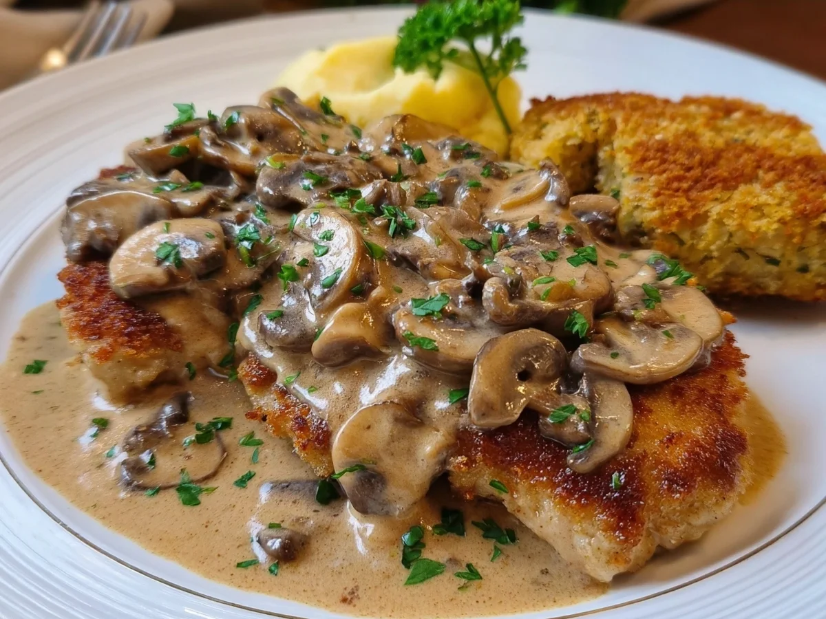 Klassisches Jägerschnitzel mit cremiger Pilzsoße - Bild 1