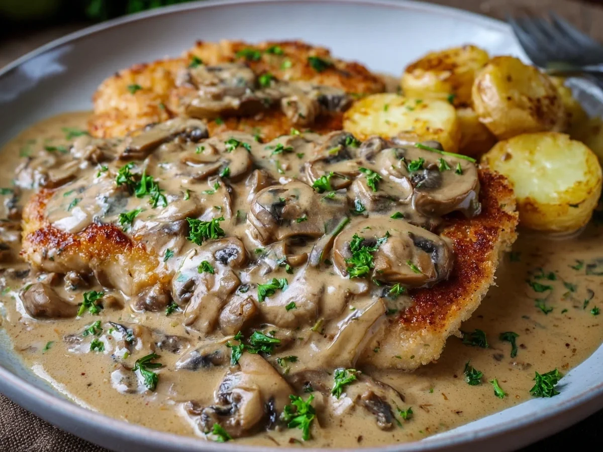 Klassisches Jägerschnitzel mit cremiger Pilzsoße - Bild 2