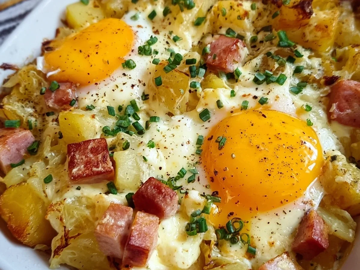 Leberkäse-Kartoffelauflauf mit Spiegelei: Herzhaft & deftig - Bild 1