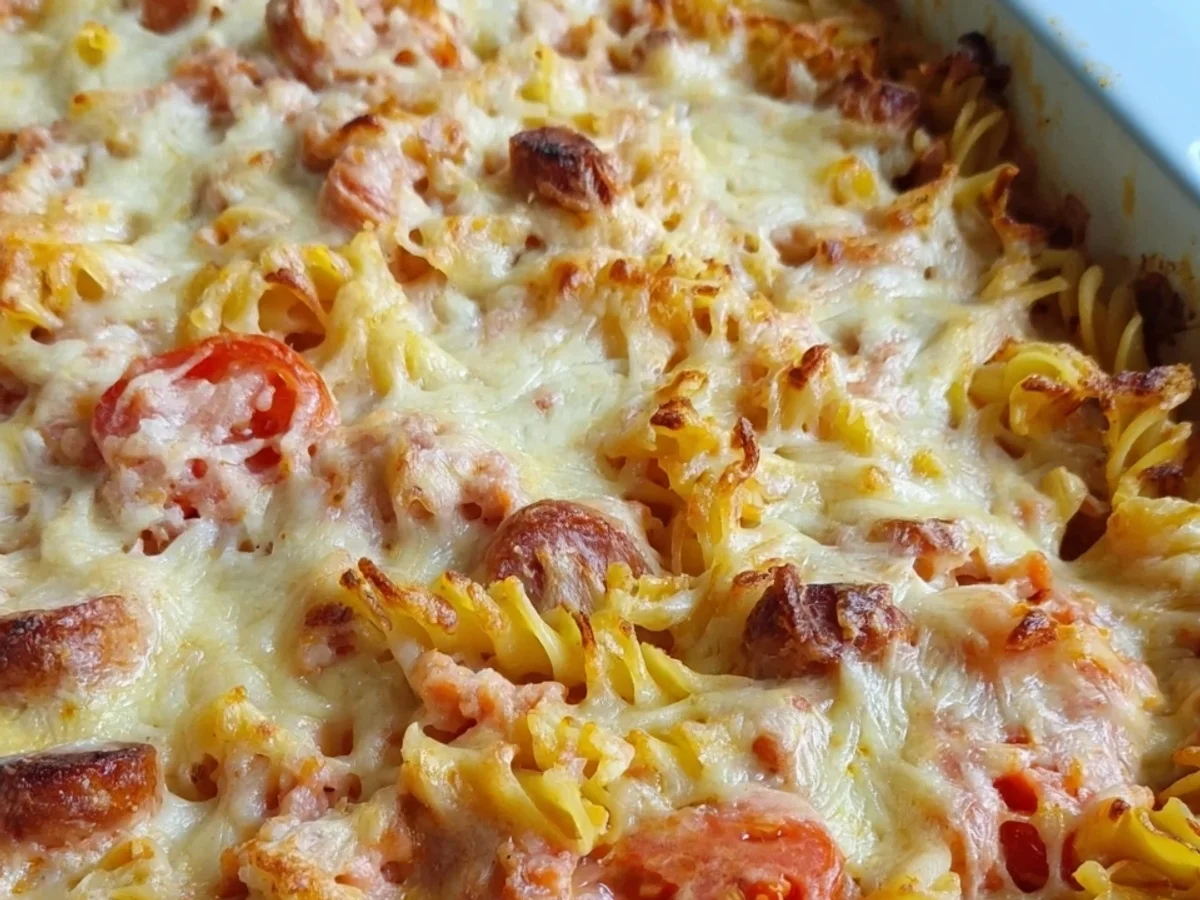 Nudel-Würstchen-Auflauf mit Tomaten & Käsekruste - Bild 2