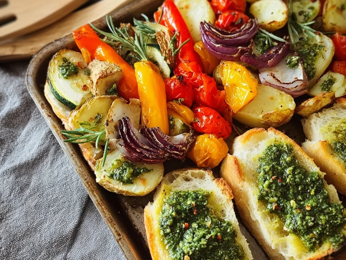 Ofengemüse mit Pesto-Knoblauchbrot: Einfach & Lecker - Bild 2