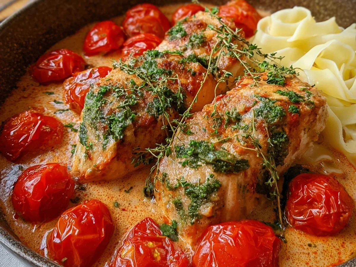 Ofenlachs in Tomaten-Sahnesoße: Schnell & Einfach - Bild 1