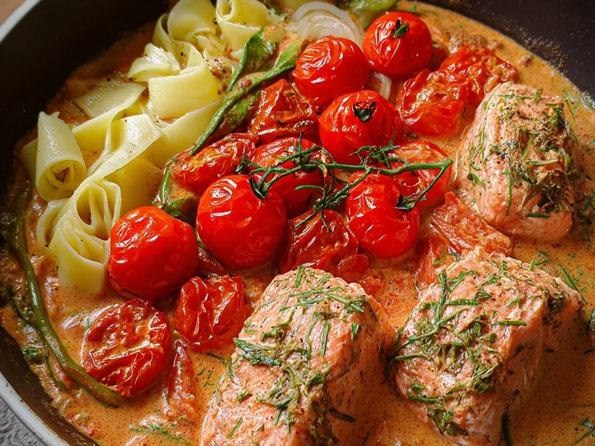 Ofenlachs in Tomaten-Sahnesoße: Schnell & Einfach - Bild 2