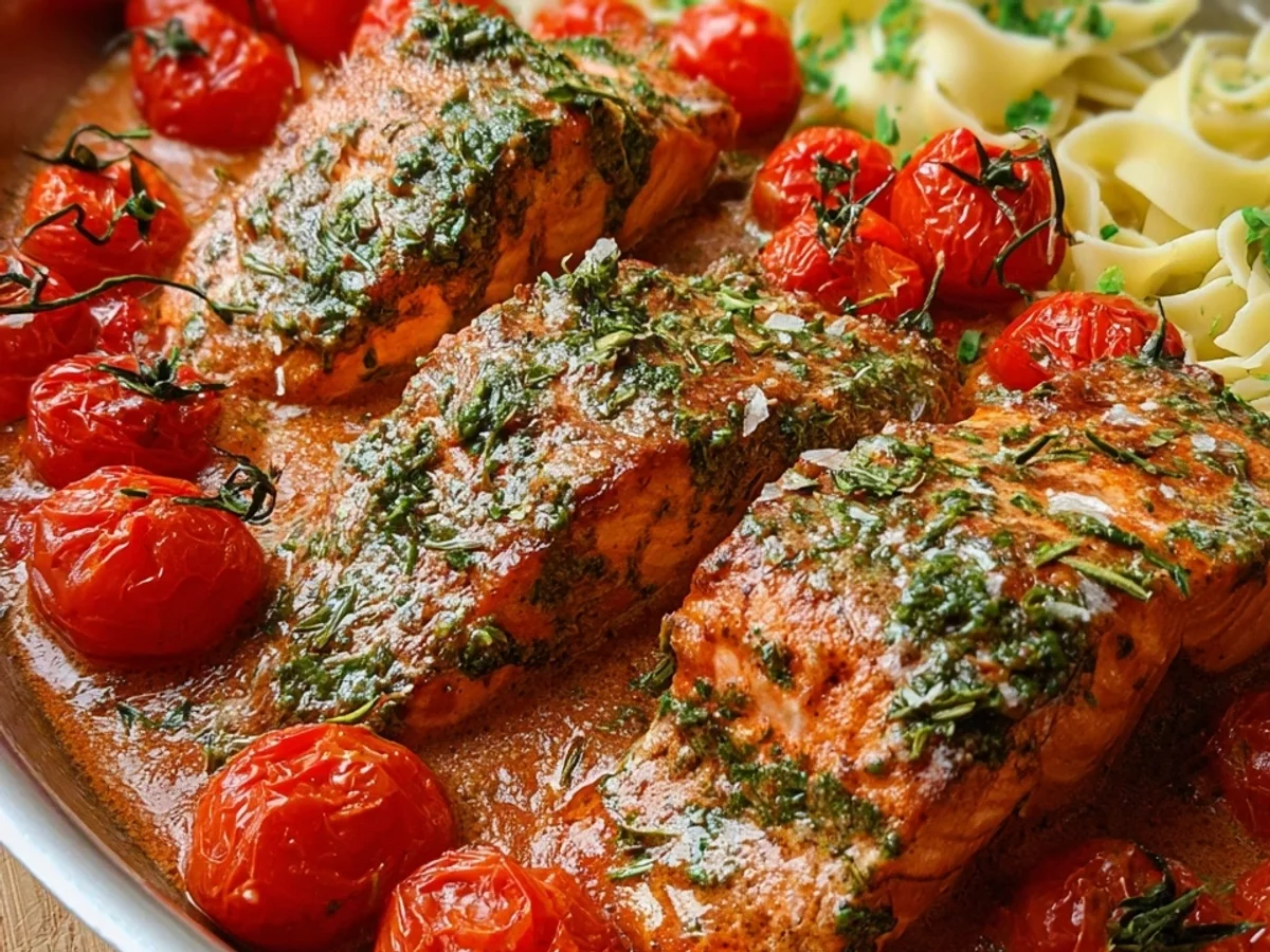 Ofenlachs mit Tomaten-Sahnesoße: Schnell & Lecker - Bild 1