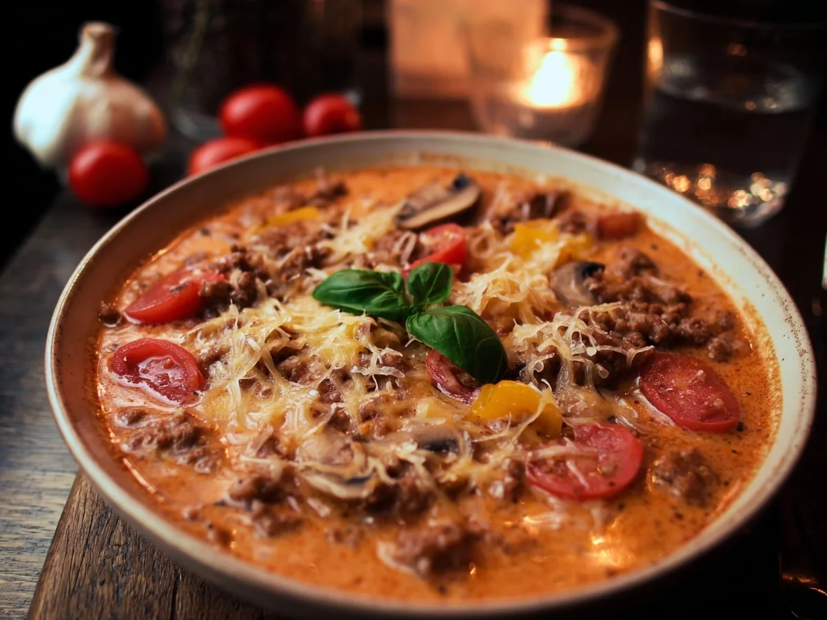 Pizzasuppe mit Hackfleisch: Schnell & einfach zubereitet - Bild 1