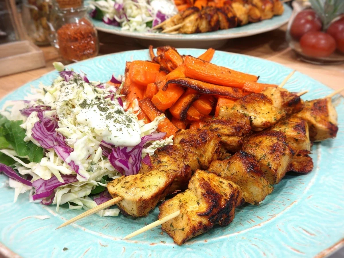 Puten-Souvlaki mit Röstkarotten & Spitzkohlsalat - Bild 2