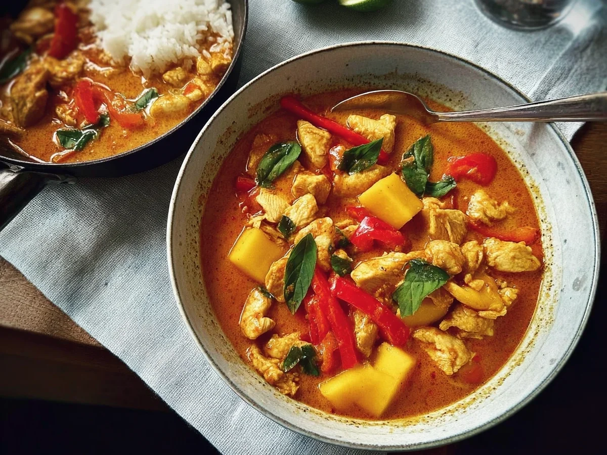 Rotes Thai-Hühnchen-Curry mit Mango - Bild 1