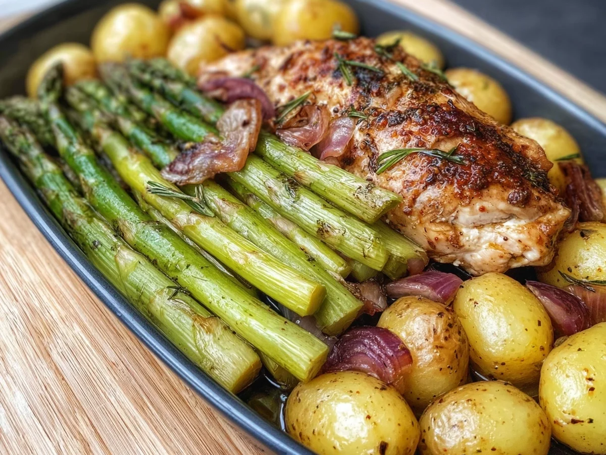 Saftige Hähnchenbrust mit Spargel und Kartoffeln - Bild 1