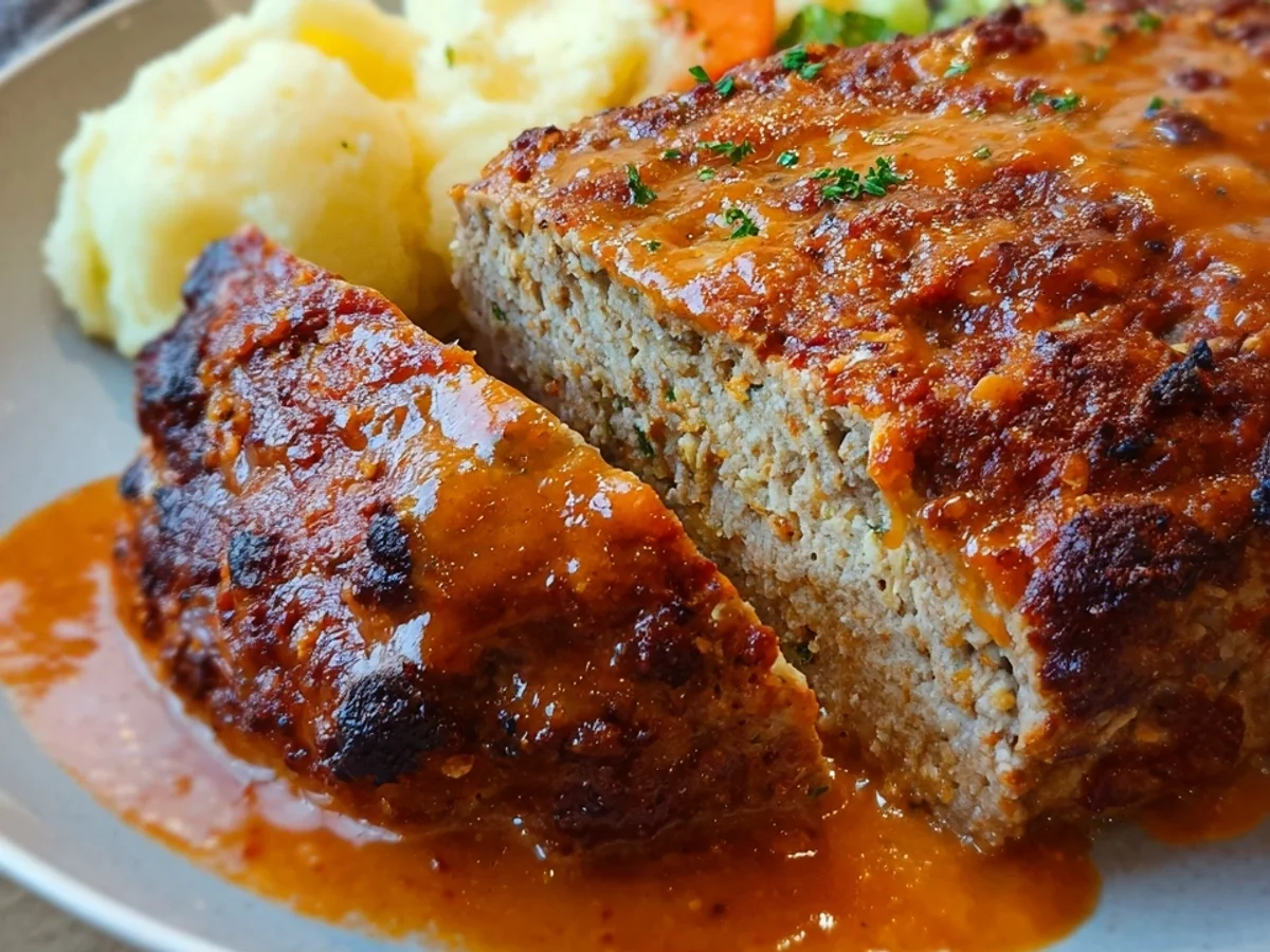 Saftiger Hackbraten aus dem Ofen mit Senfkruste - Bild 1