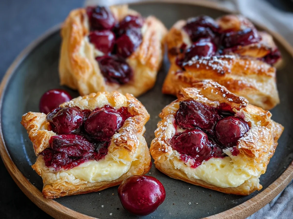 Schnelle Käsekuchen-Blätterteigteilchen mit Kirschen - Bild 1