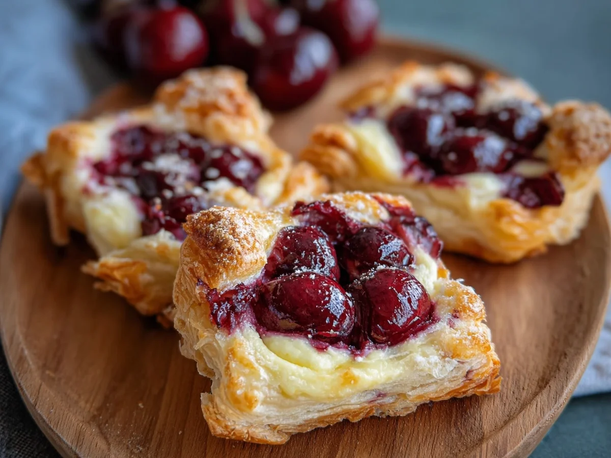 Schnelle Käsekuchen-Blätterteigteilchen mit Kirschen - Bild 2