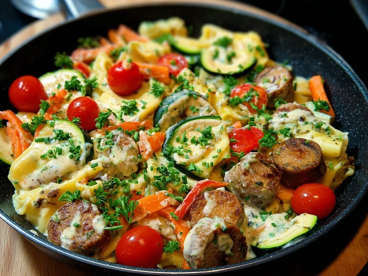 Schnelle Maultaschen-Pfanne mit frischem Gemüse - Bild 1