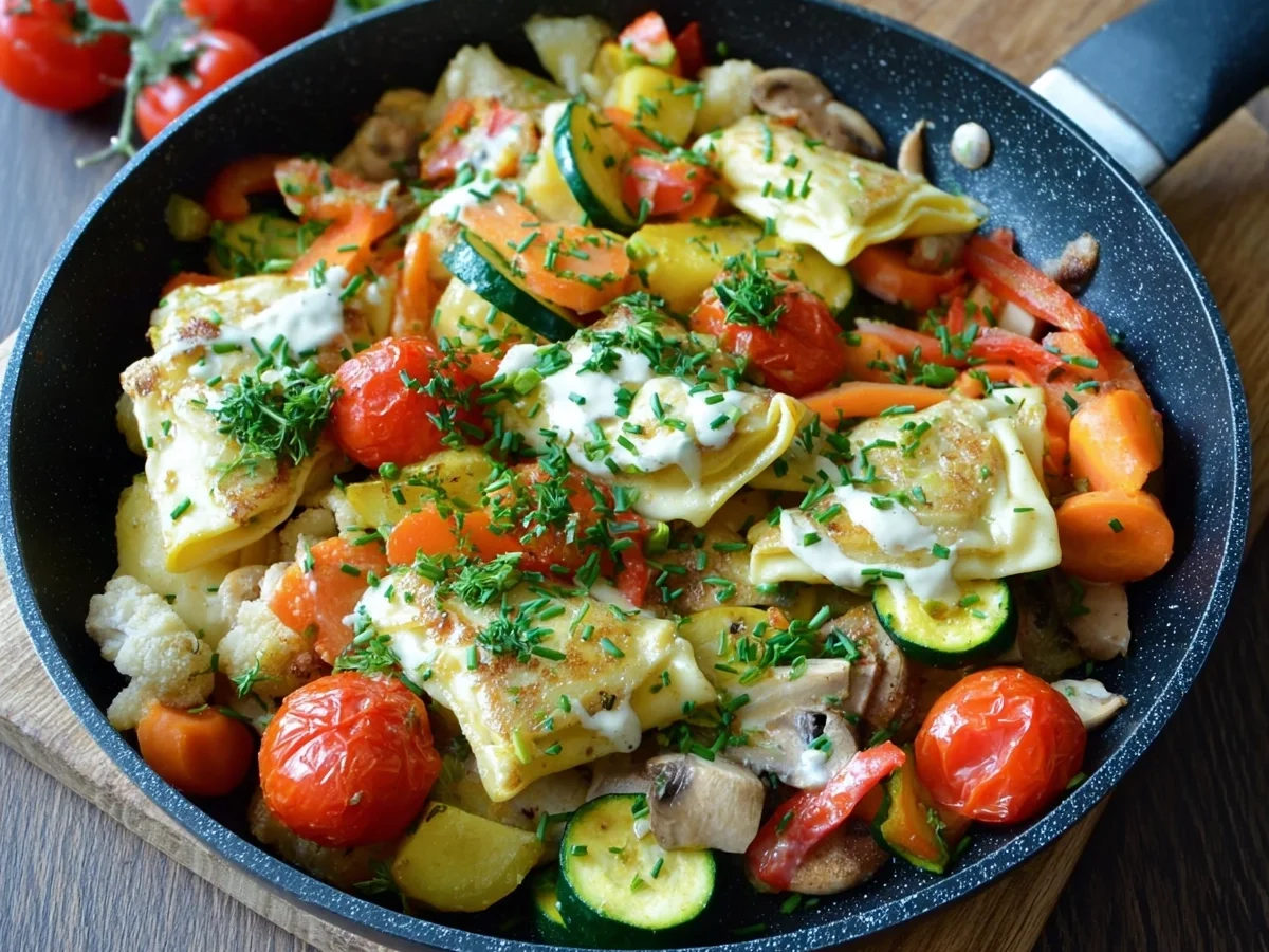 Schnelle Maultaschen-Pfanne mit frischem Gemüse - Bild 2