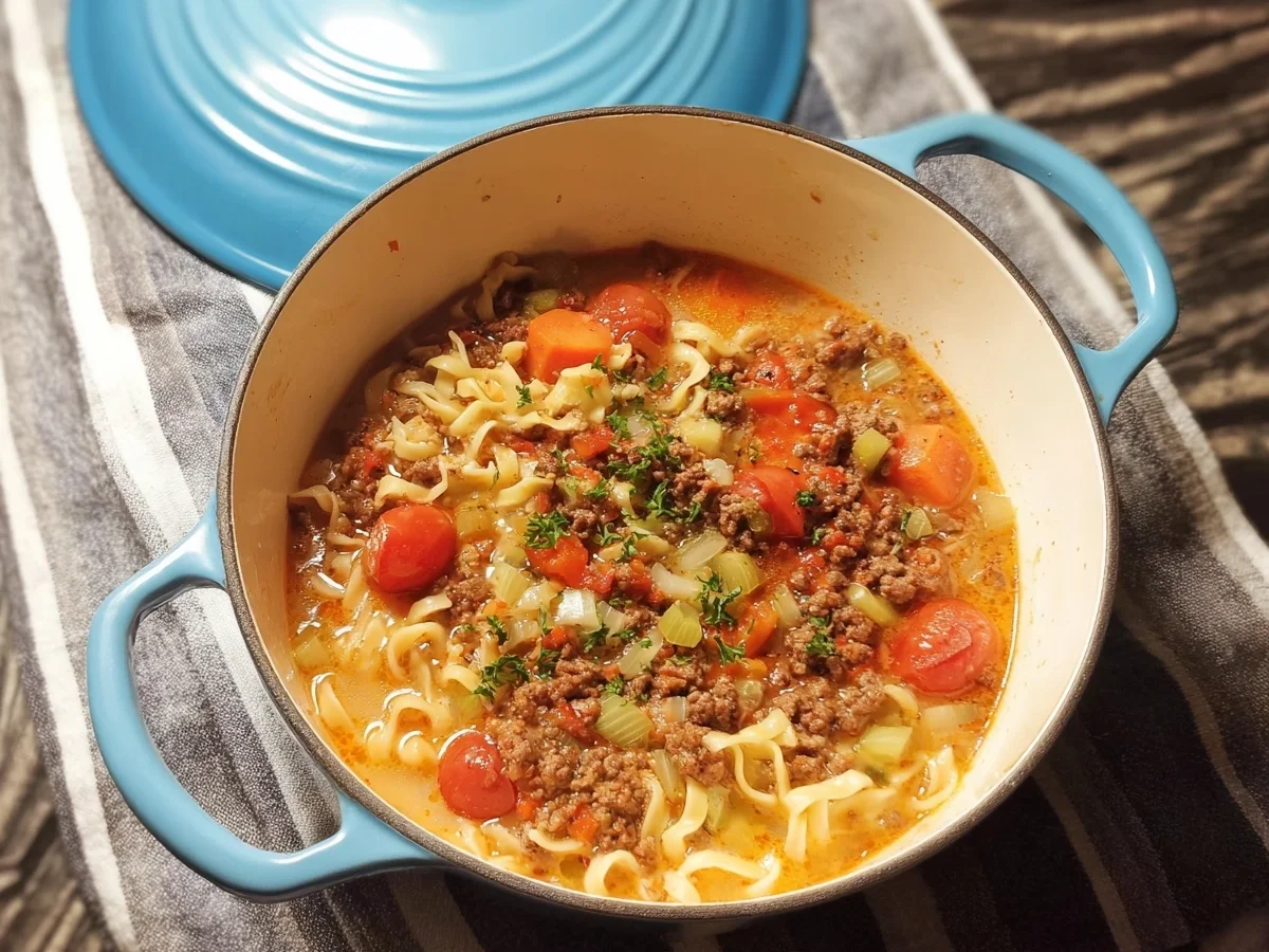 Schnelle Nudel-Hack-Suppe für die Familie - Bild 1