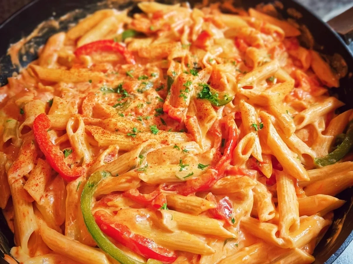 Schnelle Pasta mit Paprika-Sahne-Soße in 20 Minuten - Bild 1