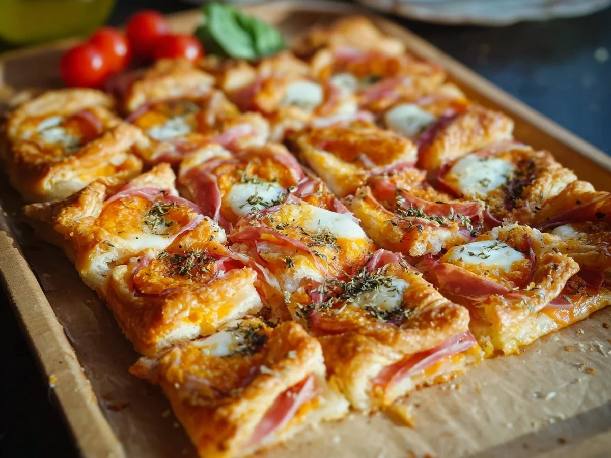 Schnelles Pizza Zupfbrot mit Blätterteig für Partys - Bild 1