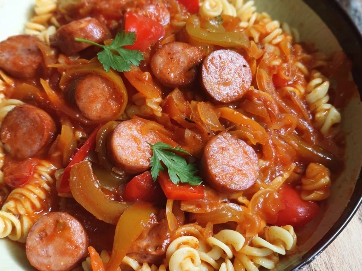 Schnelles Würstchengulasch mit Nudeln: Einfach & lecker - Bild 2