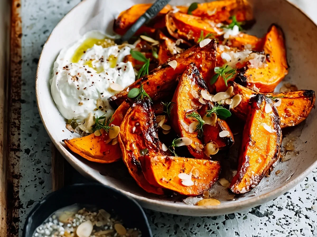 Süßkartoffeln vom Blech mit Knobidip | Vegetarisch - Bild 1