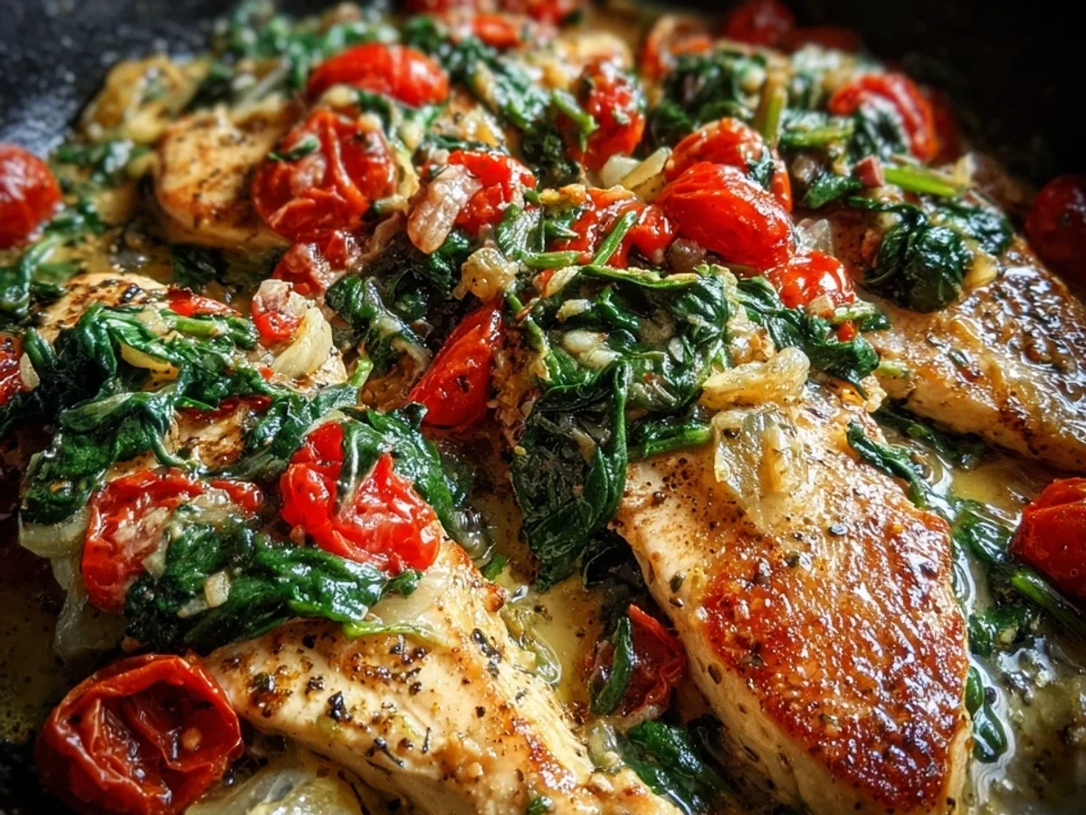 Spinat Parmesan Hähnchen mit Tomaten Schnell & Lecker - Bild 1